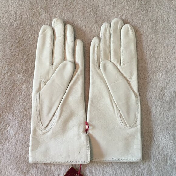 NWT White Leather gloves sz 6.5 - Picture 2 of 10